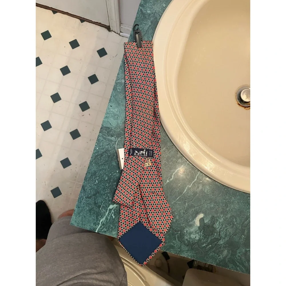 Authentic Rare Hermes Men's multi-color Geometric 100% Silk Neck Tie Paris